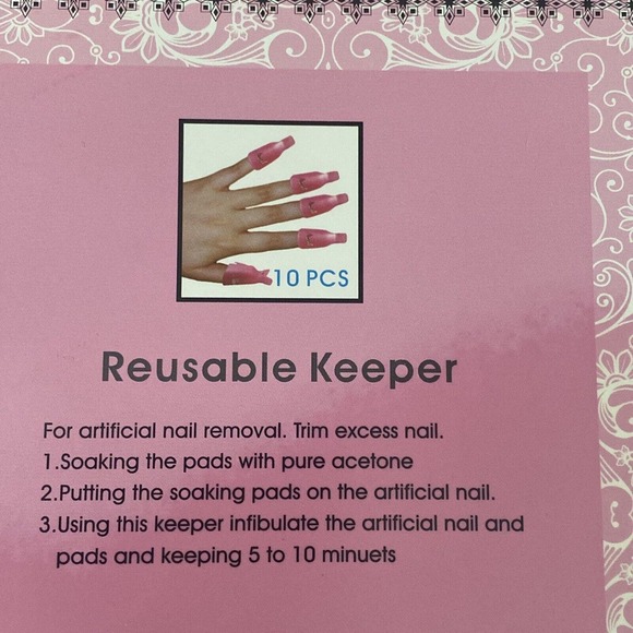 10 Piece Reusable Keeper Pink For Artificial Nail Removal/5piece Reusable Forms - Picture 6 of 9